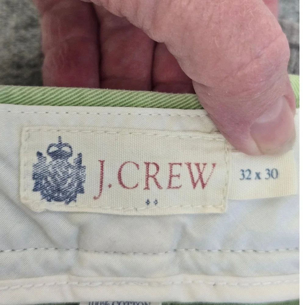 J.Crew Mens 32 Sage Green Cotton Straight Leg Chino Pants Preppy Classic